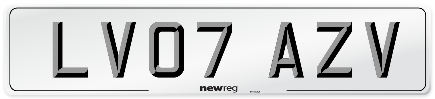 LV07 AZV Number Plate from New Reg